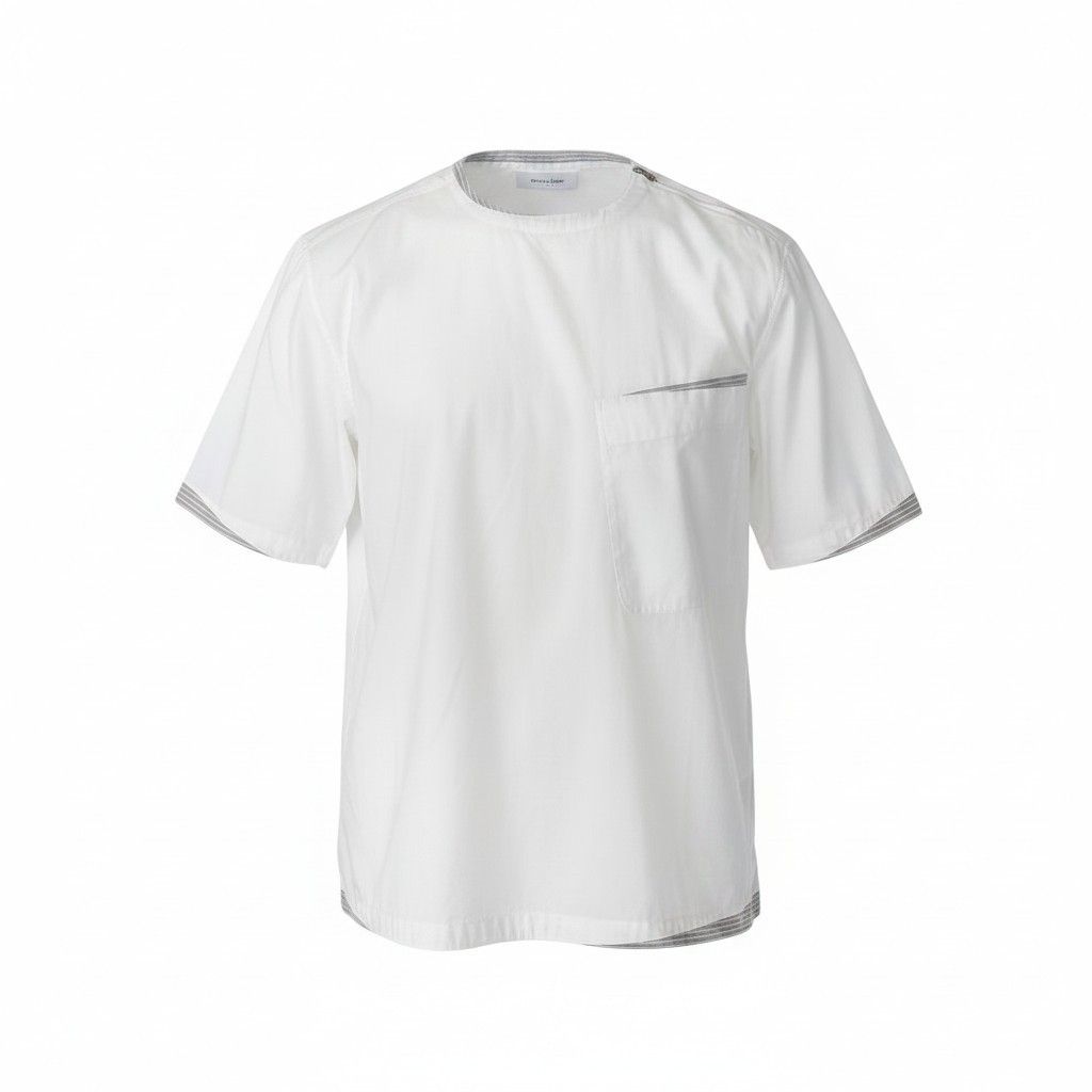 Hermes Short Sleeve Shirt Blouse Cotton Top 15 3 4 40 White