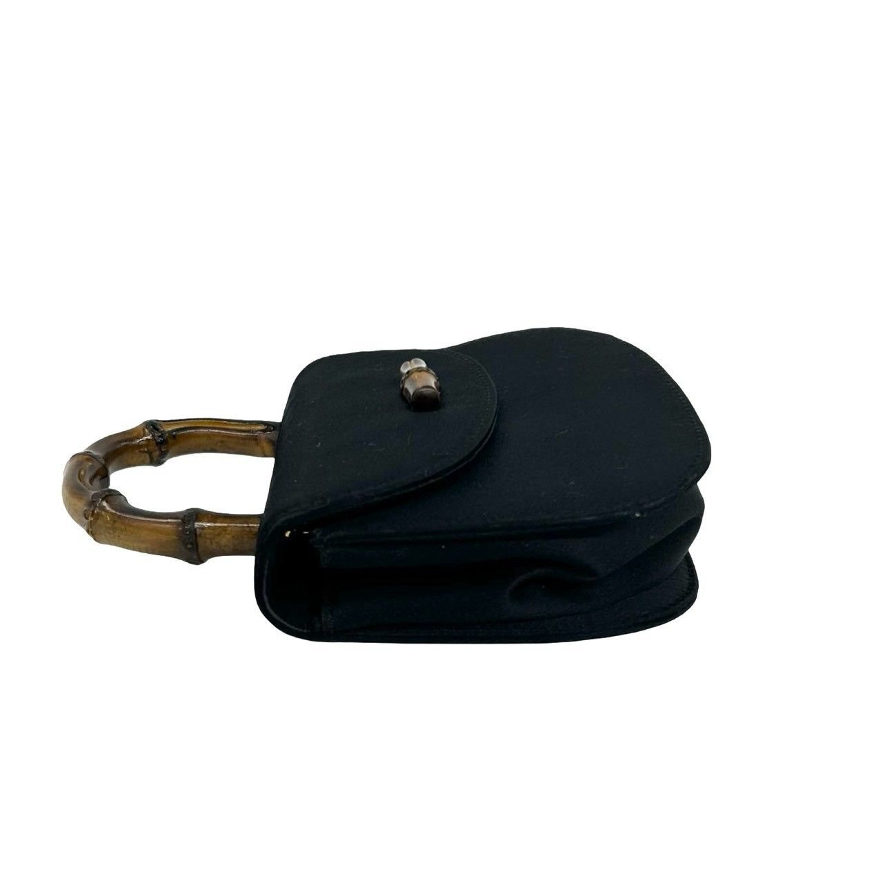 Gucci Vintage Bamboo Satin 2-Way Chain Shoulder Bag Black — view 5