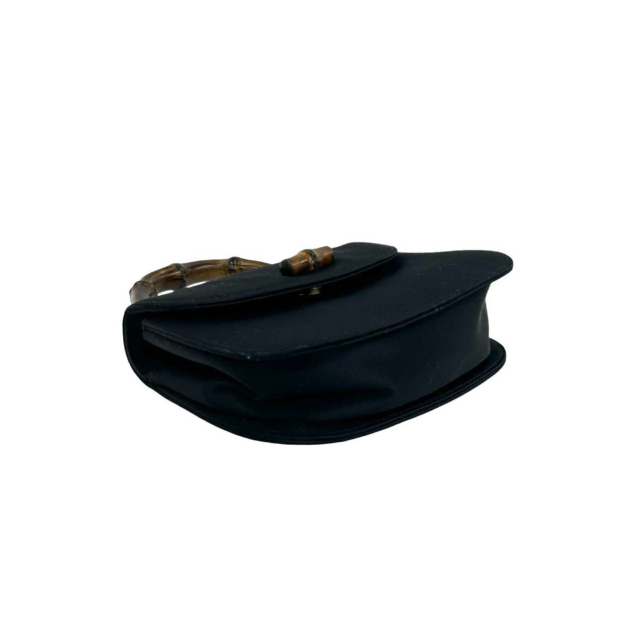 Gucci Vintage Bamboo Satin 2-Way Chain Shoulder Bag Black — view 7