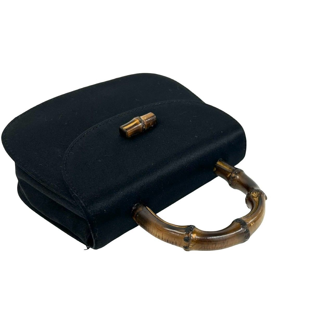 Gucci Vintage Bamboo Satin 2-Way Chain Shoulder Bag Black — view 4