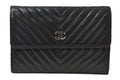 Chanel Wallet Bifold Fold Chevron V-Stitch Black