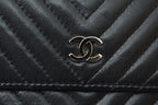 Chanel Wallet Bifold Fold Chevron V-Stitch Black — view 3
