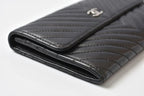 Chanel Wallet Bifold Fold Chevron V-Stitch Black — view 5