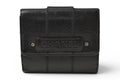 Chanel Bifold Wallet Vintage Chocolate Bar Hook CC Logo Black Leather Compact
