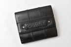 Chanel Bifold Wallet Vintage Chocolate Bar Hook CC Logo Black Leather Compact — view 2
