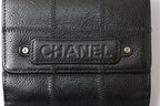 Chanel Bifold Wallet Vintage Chocolate Bar Hook CC Logo Black Leather Compact — view 3