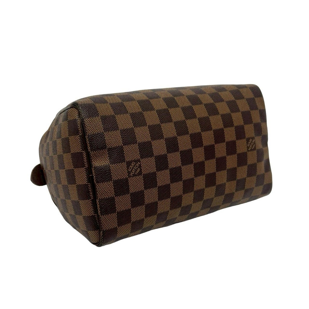 Louis Vuitton Speedy 25 Damier Pattern Leather Mini Boston Bag Brown with — view 7