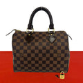 Louis Vuitton Speedy 25 Damier Pattern Leather Mini Boston Bag Brown with