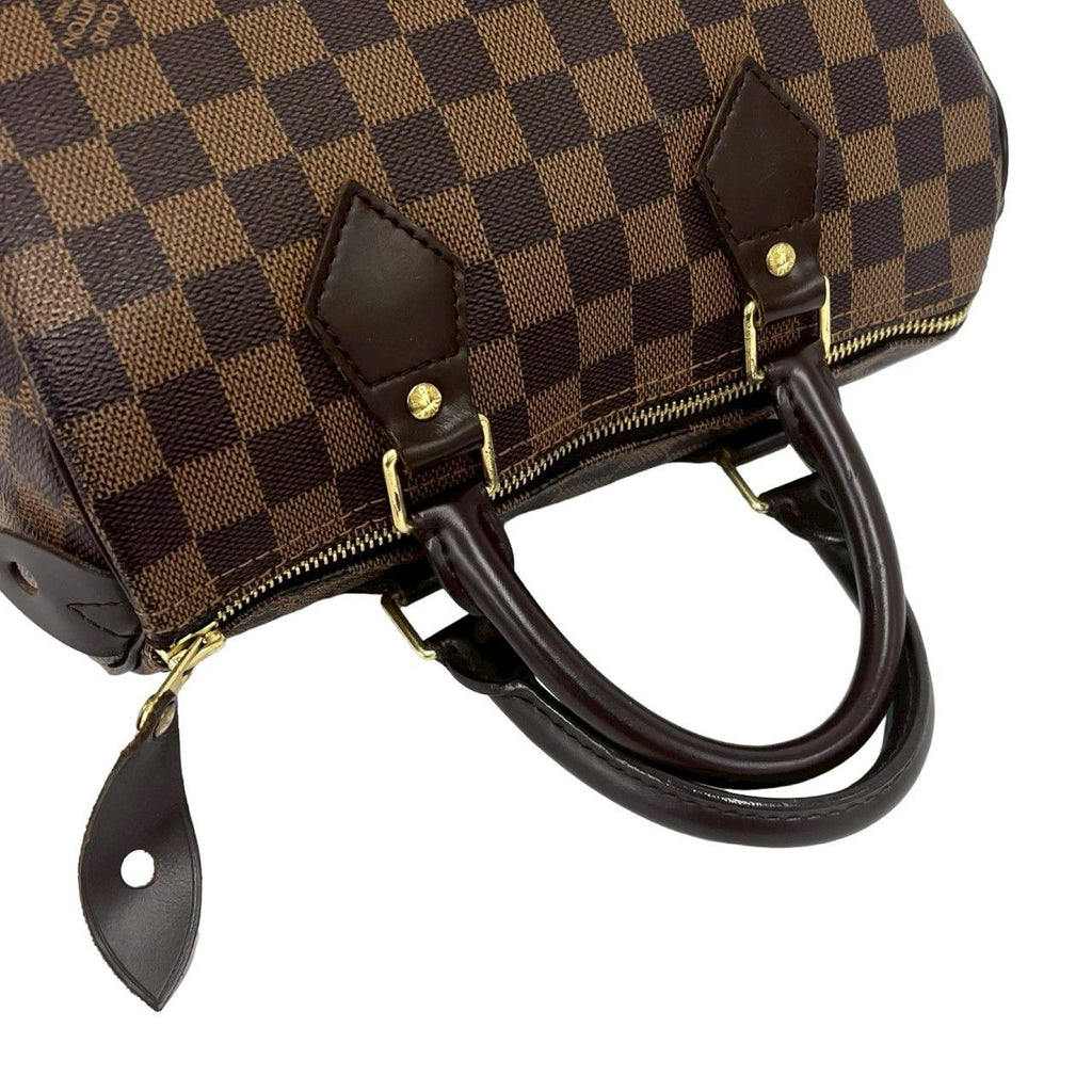 Louis Vuitton Speedy 25 Damier Pattern Leather Mini Boston Bag Brown with — view 4