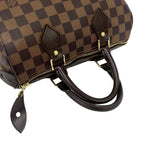 Louis Vuitton Speedy 25 Damier Pattern Leather Mini Boston Bag Brown with — view 4