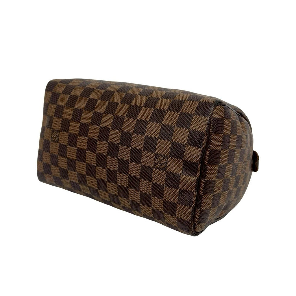 Louis Vuitton Speedy 25 Damier Pattern Leather Mini Boston Bag Brown with — view 8