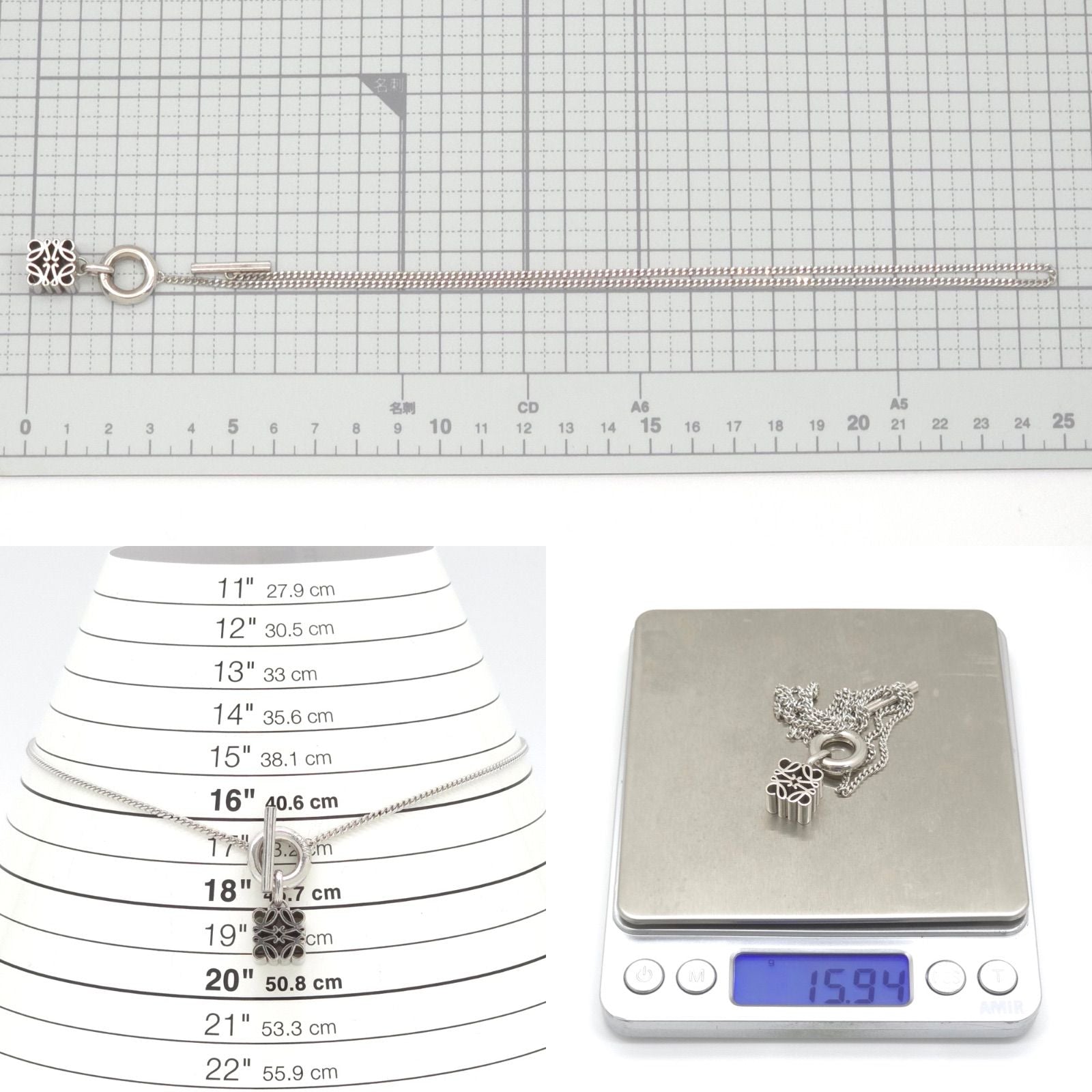 Loewe Anagram Pendant 39 Toggle Closure Sterling Silver — view 8