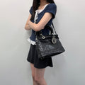 Dior Lady Cannage Large Shoulder Bag Leather Black Vintage