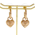 Chanel CC Logo Heart Hoop Earrings Included Metal Gold