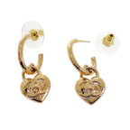 Chanel CC Logo Heart Hoop Earrings Included Metal Gold — view 5