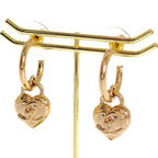 Chanel CC Logo Heart Hoop Earrings Included Metal Gold — view 2