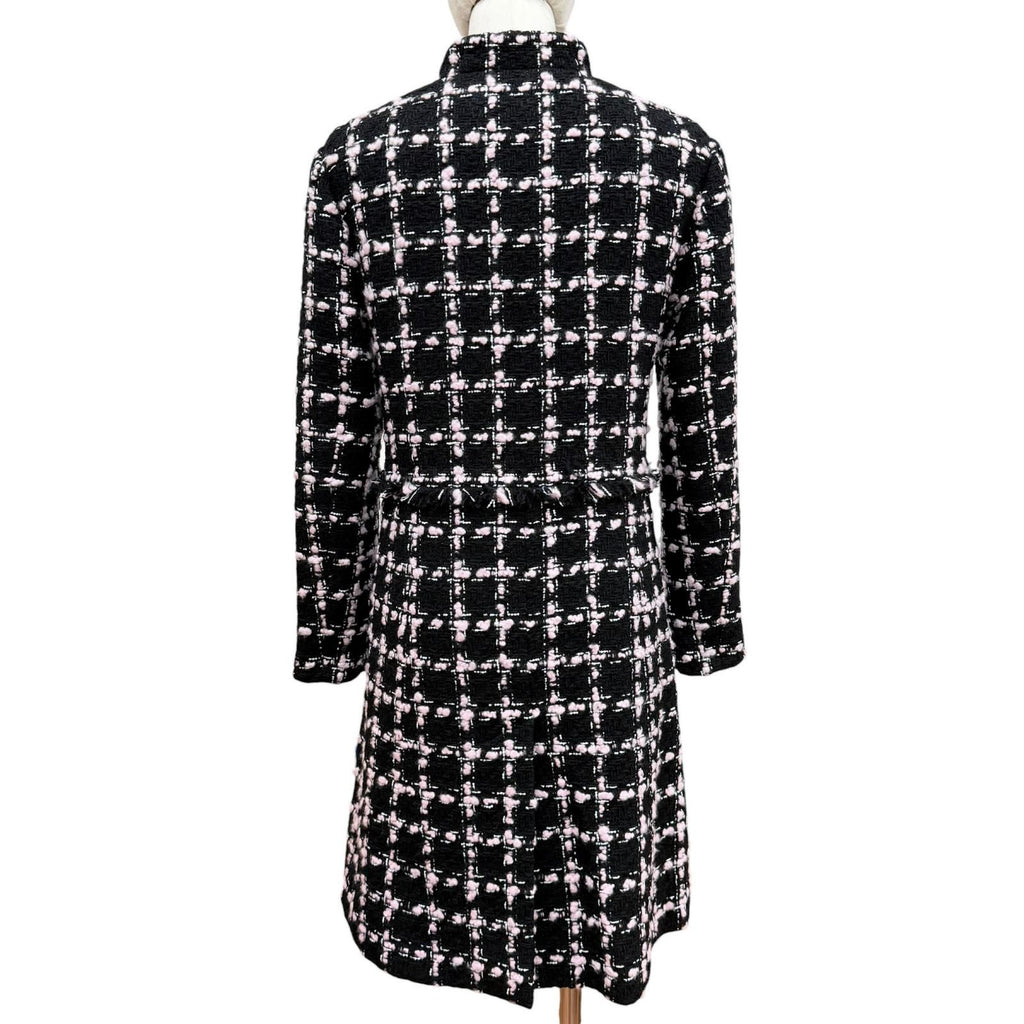 Chanel Wool Coco Button with Fringe Tweed Coat Black Pink 34 — view 4