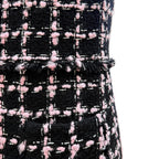 Chanel Wool Coco Button with Fringe Tweed Coat Black Pink 34 — view 8