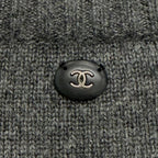 Chanel Cashmere with CC Logo Plate Gabrielle Coco Neck Long Sleeve Knit Gray 34 — view 6