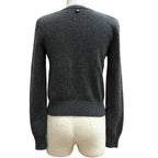 Chanel Cashmere with CC Logo Plate Gabrielle Coco Neck Long Sleeve Knit Gray 34 — view 4
