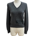 Chanel Cashmere with CC Logo Plate Gabrielle Coco Neck Long Sleeve Knit Gray 34
