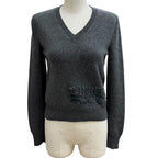 Chanel Cashmere with CC Logo Plate Gabrielle Coco Neck Long Sleeve Knit Gray 34