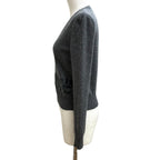 Chanel Cashmere with CC Logo Plate Gabrielle Coco Neck Long Sleeve Knit Gray 34 — view 3