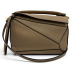 Loewe Puzzle Mini 2-Way Calf Leather Shoulder Bag Beige