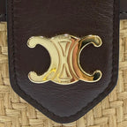 Celine Tambour Raffia Triomphe Shoulder Bag Natural Brown Included — view 9