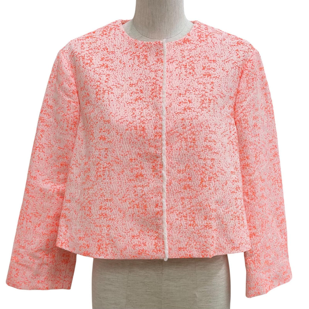 Dior Lining Silk 100% All Pattern Collarless Jacket Orange 42