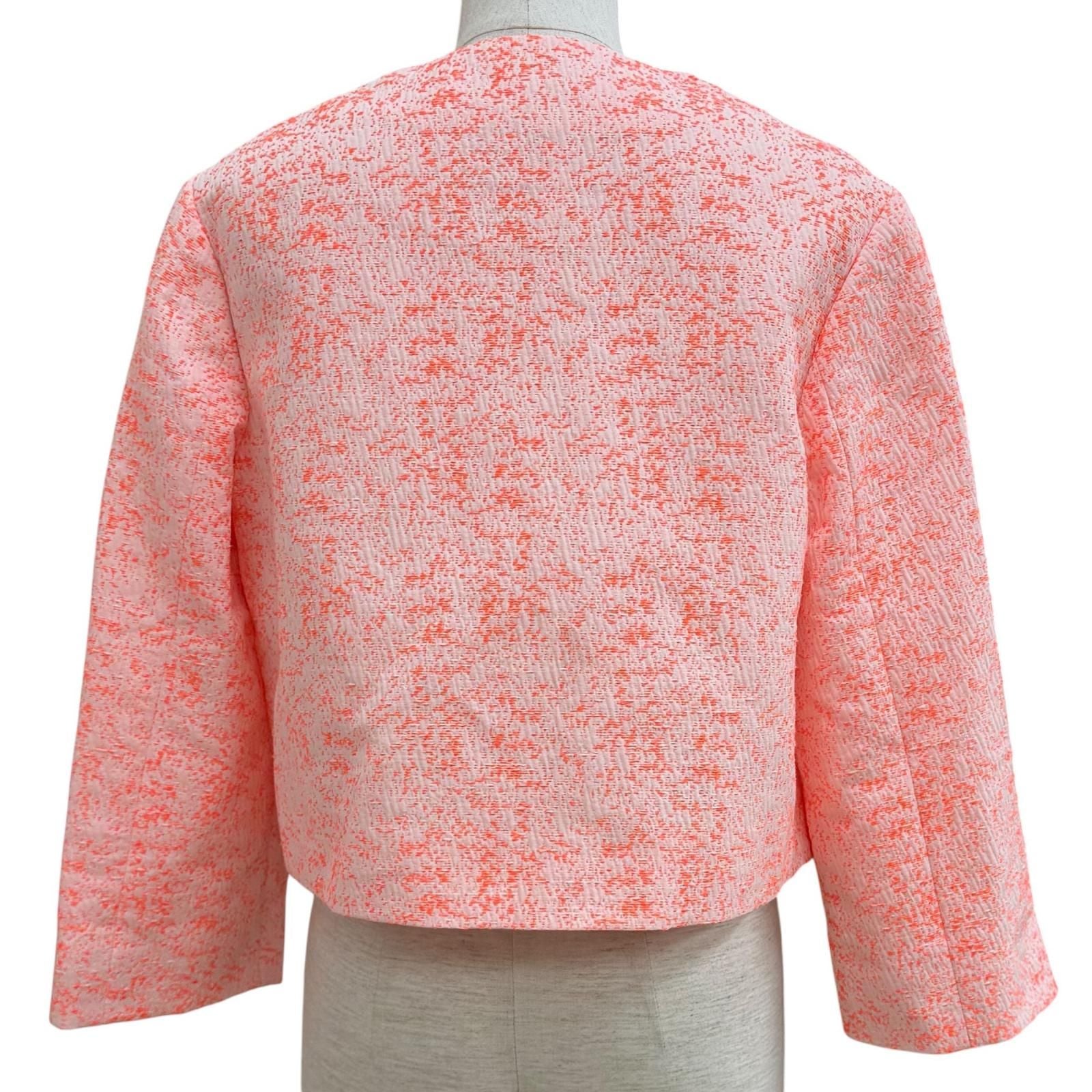 Dior Lining Silk 100% All Pattern Collarless Jacket Orange 42 — view 4
