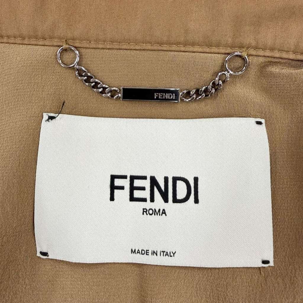 Fendi Cotton 100% Cowhide Leather Hooded Coat Brown 40 — view 8