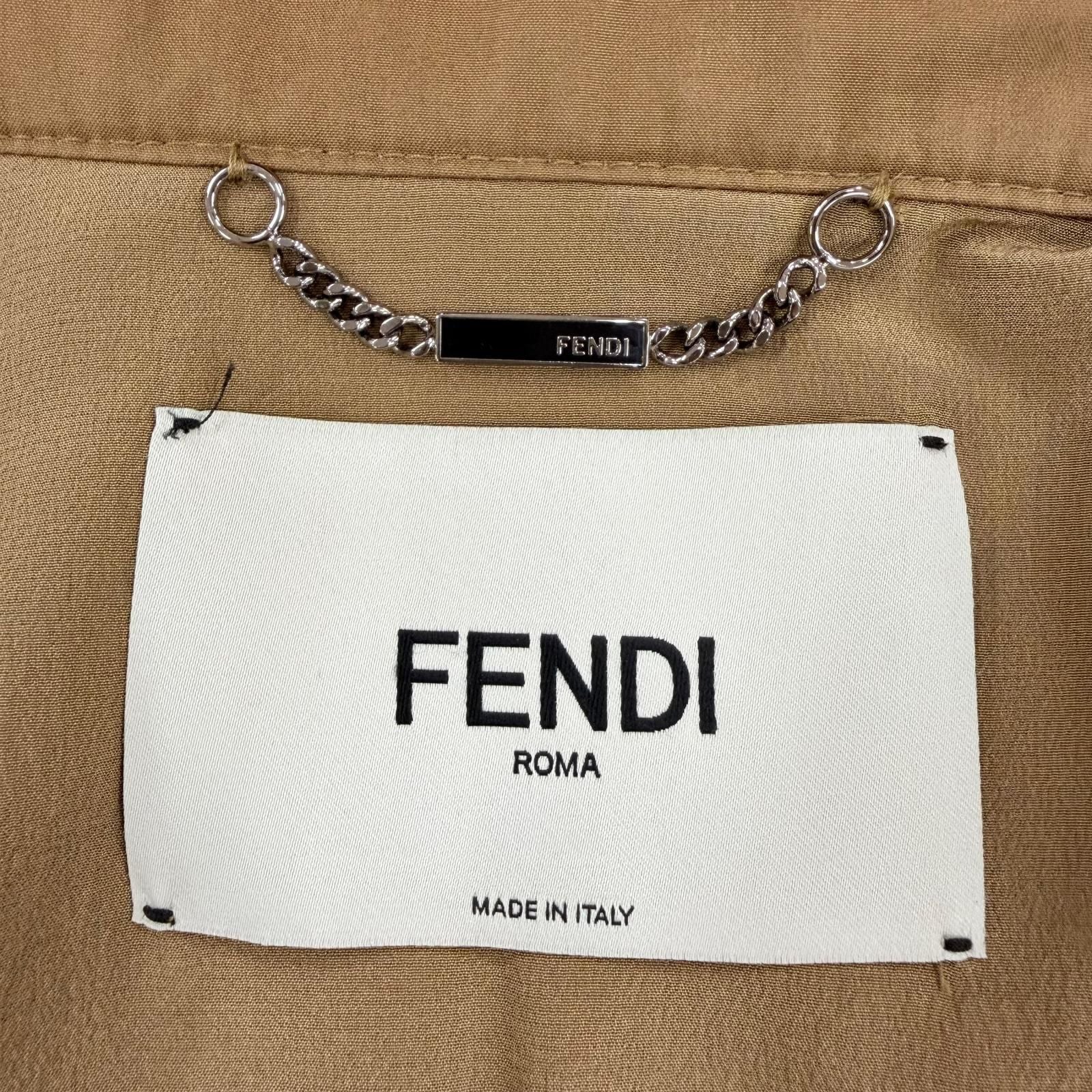 Fendi Cotton 100% Cowhide Leather Hooded Coat Brown 40 — view 8