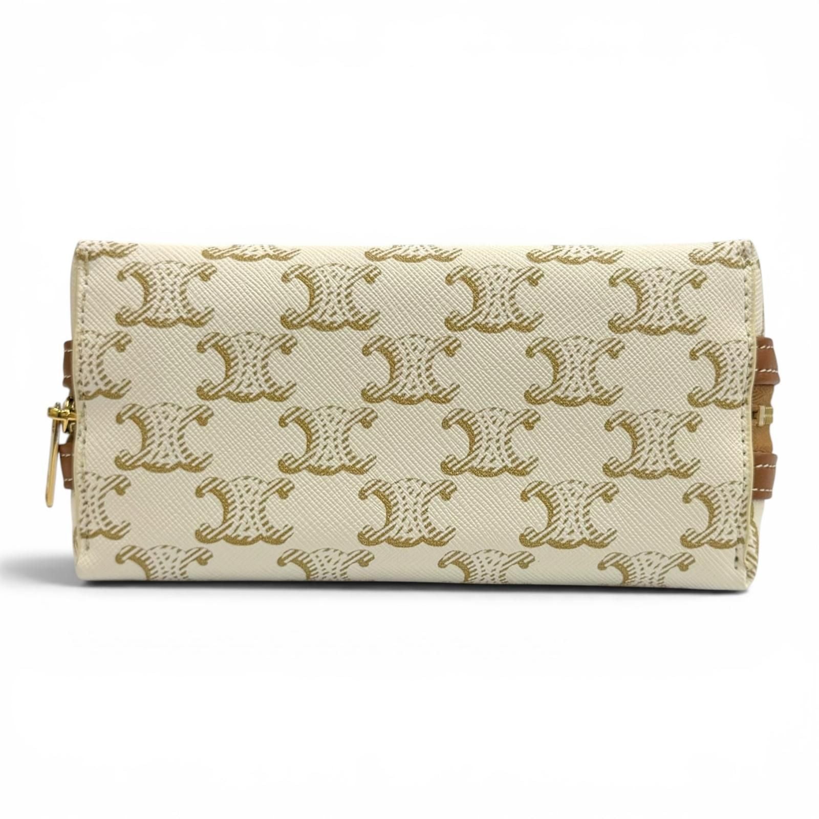 Celine Triomphe Canvas Logo Chain Clutch Shoulder Bag Box Included — view 6