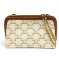 Celine Triomphe Canvas Logo Chain Clutch Shoulder Bag Box Included