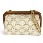 Celine Triomphe Canvas Logo Chain Clutch Shoulder Bag Box Included