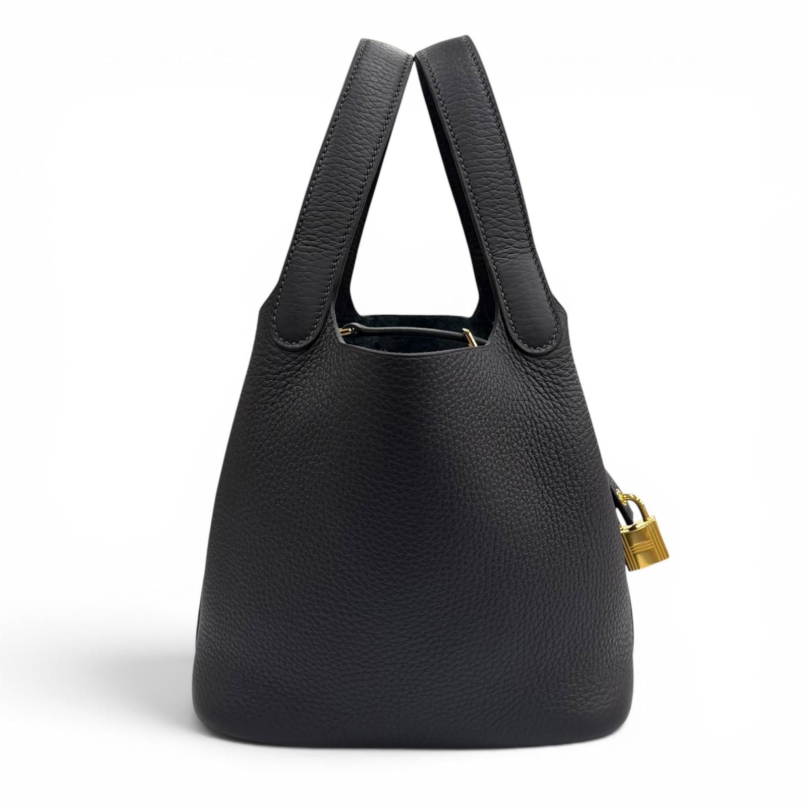 Hermes Picotin Lock PM 18 Cavern Taurillon Clemence Gold Handbag French — view 4