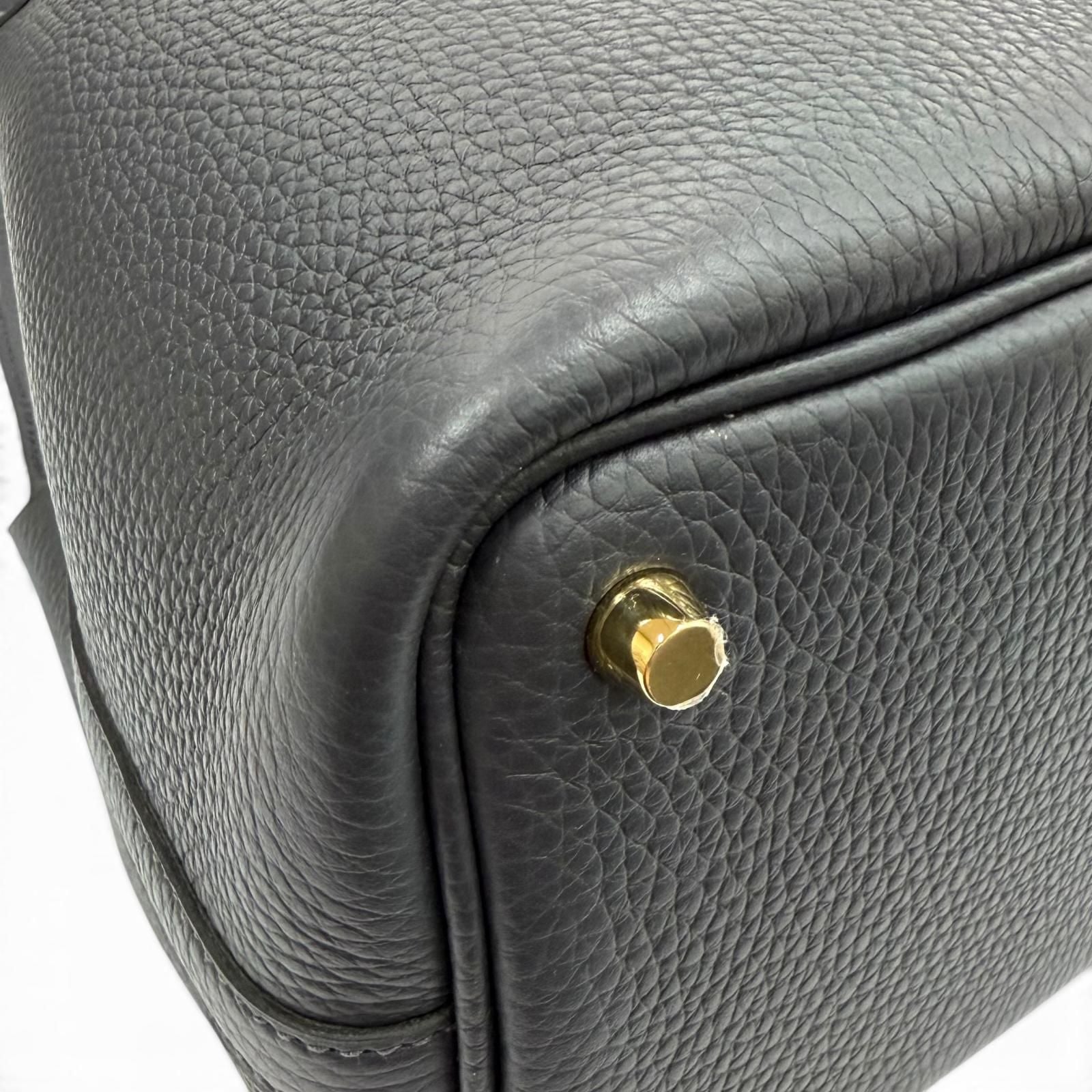 Hermes Picotin Lock PM 18 Cavern Taurillon Clemence Gold Handbag French — view 8