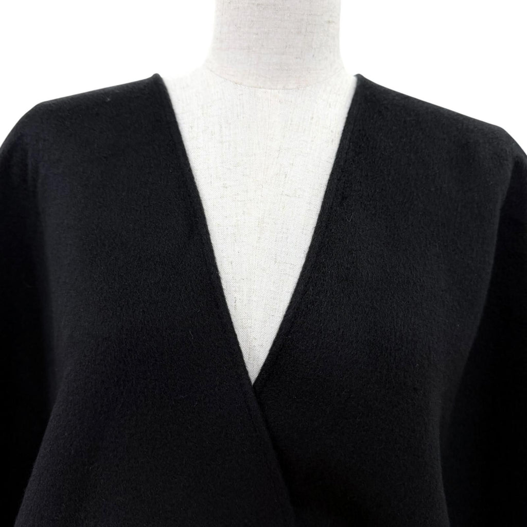 Fendi Cashmere Silk Blend Lining Zucca Pattern Belt Cape Coat Poncho Black — view 2