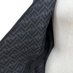 Fendi Cashmere Silk Blend Lining Zucca Pattern Belt Cape Coat Poncho Black — view 5