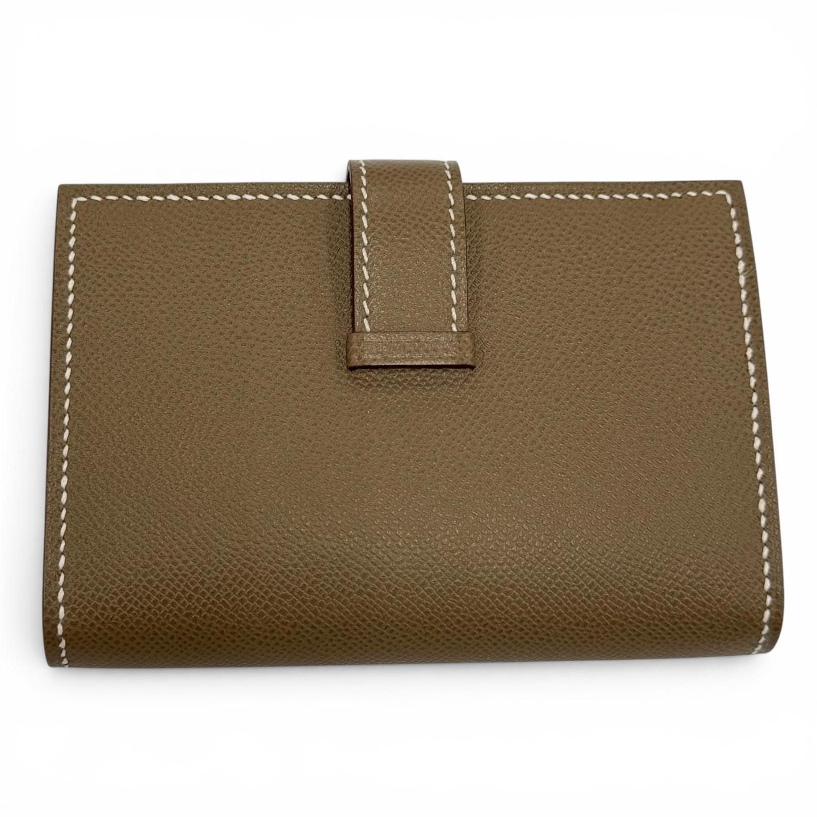 Hermes Bearn Mini Card Case Veau Madame Etoupe Gold — view 3