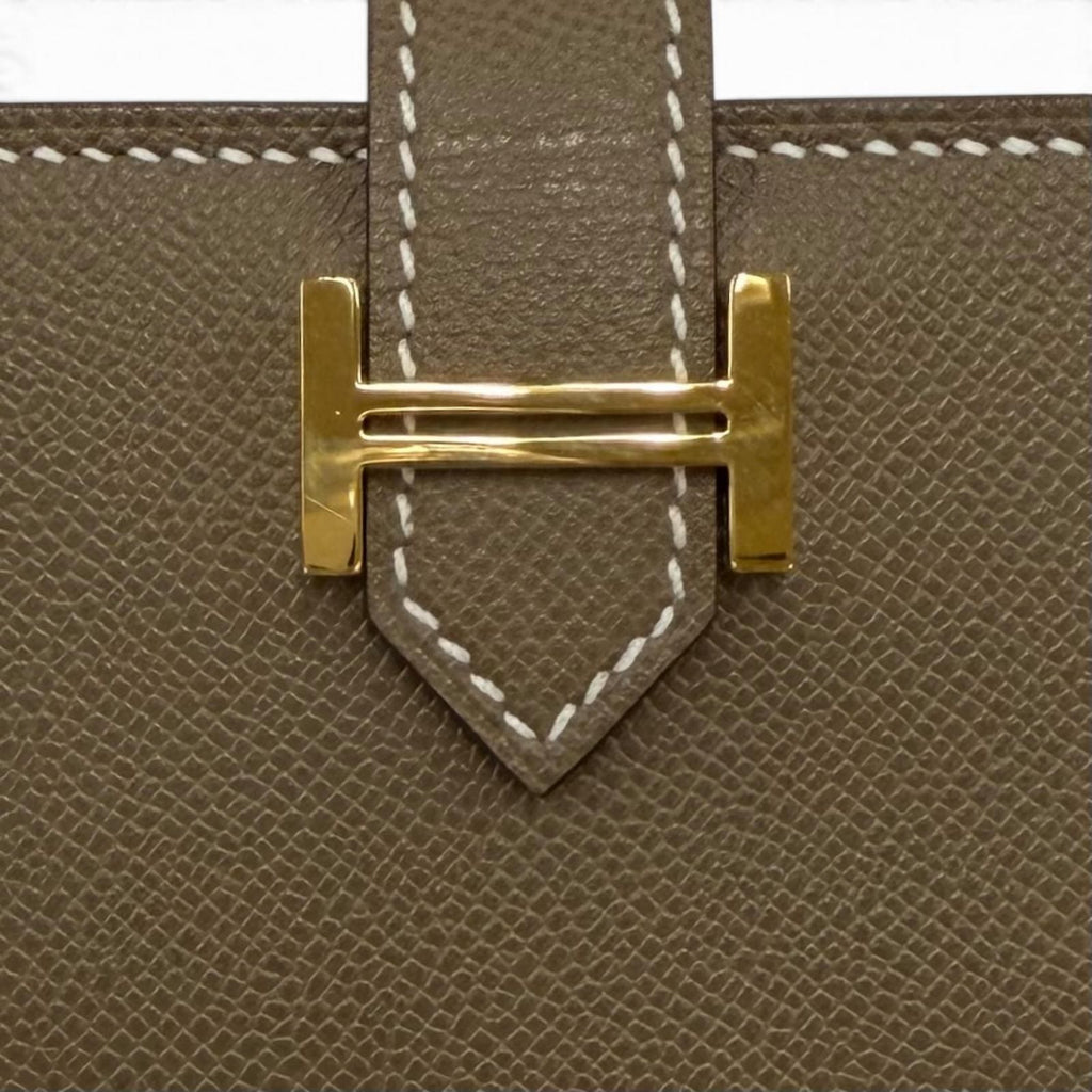 Hermes Bearn Mini Card Case Veau Madame Etoupe Gold — view 8