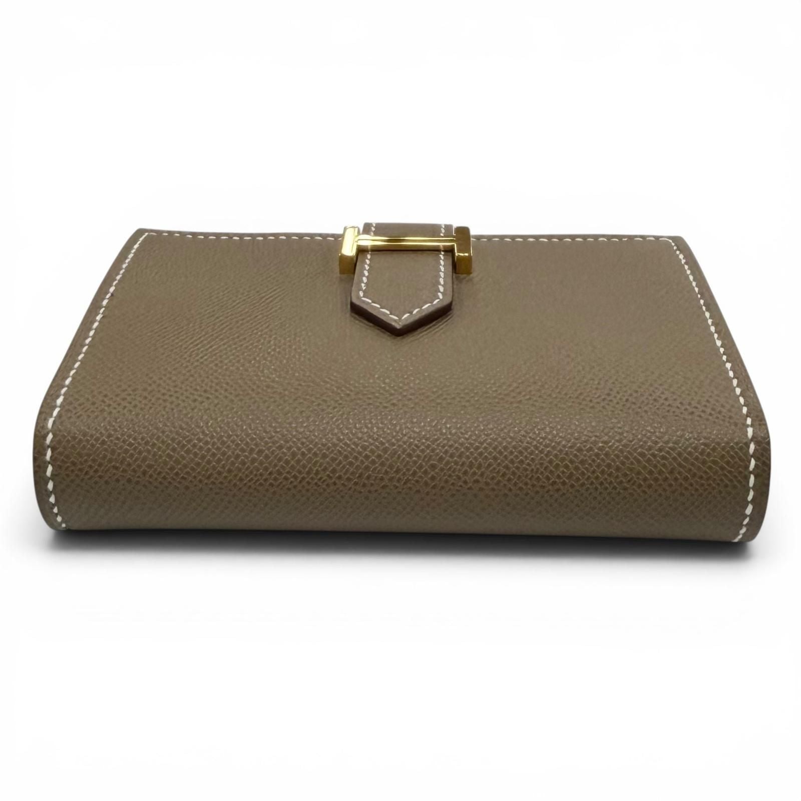 Hermes Bearn Mini Card Case Veau Madame Etoupe Gold — view 4