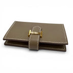Hermes Bearn Mini Card Case Veau Madame Etoupe Gold — view 5