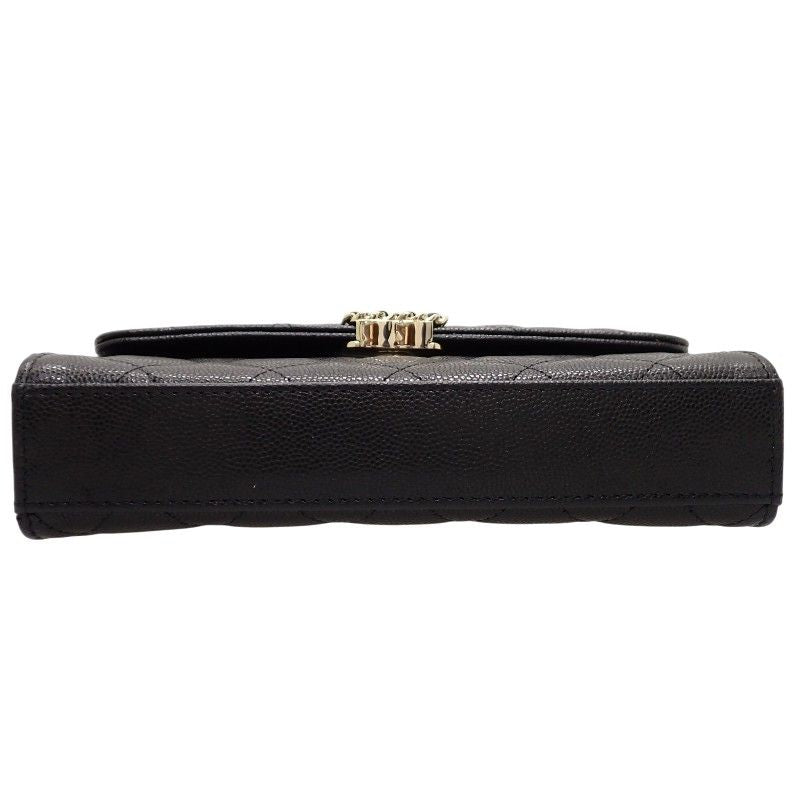 Chanel Quilted Phone Case 2-Way Shoulder Bag Caviar Leather Black Chain Top — view 6