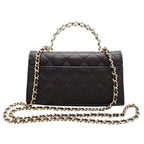 Chanel Quilted Phone Case 2-Way Shoulder Bag Caviar Leather Black Chain Top — view 5