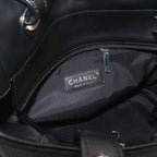 Chanel Paris Biarritz PM Tote Nylon Leather Black Silver — view 8