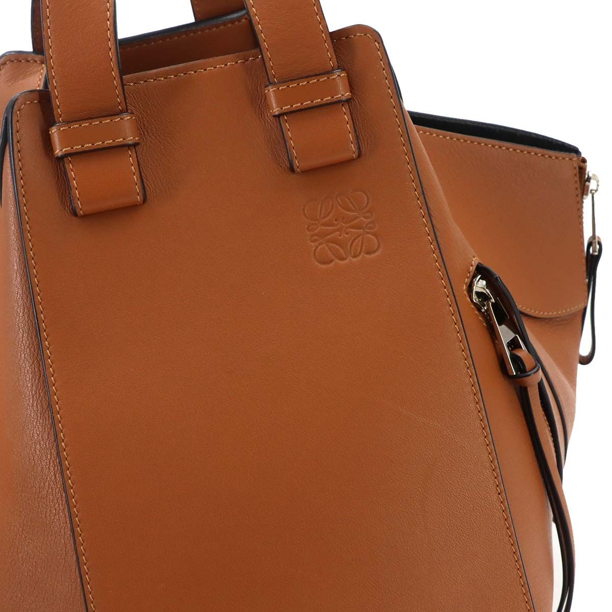 Loewe Hammock 2-Way Bag Leather Brown Silver Medium — view 8