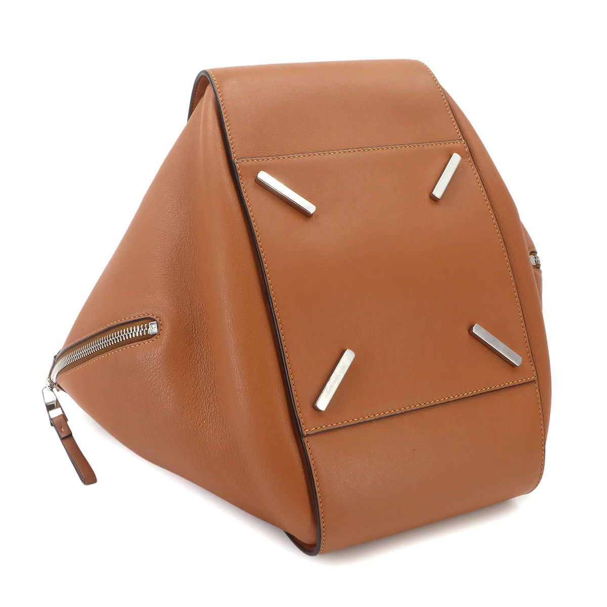 Loewe Hammock 2-Way Bag Leather Brown Silver Medium — view 4