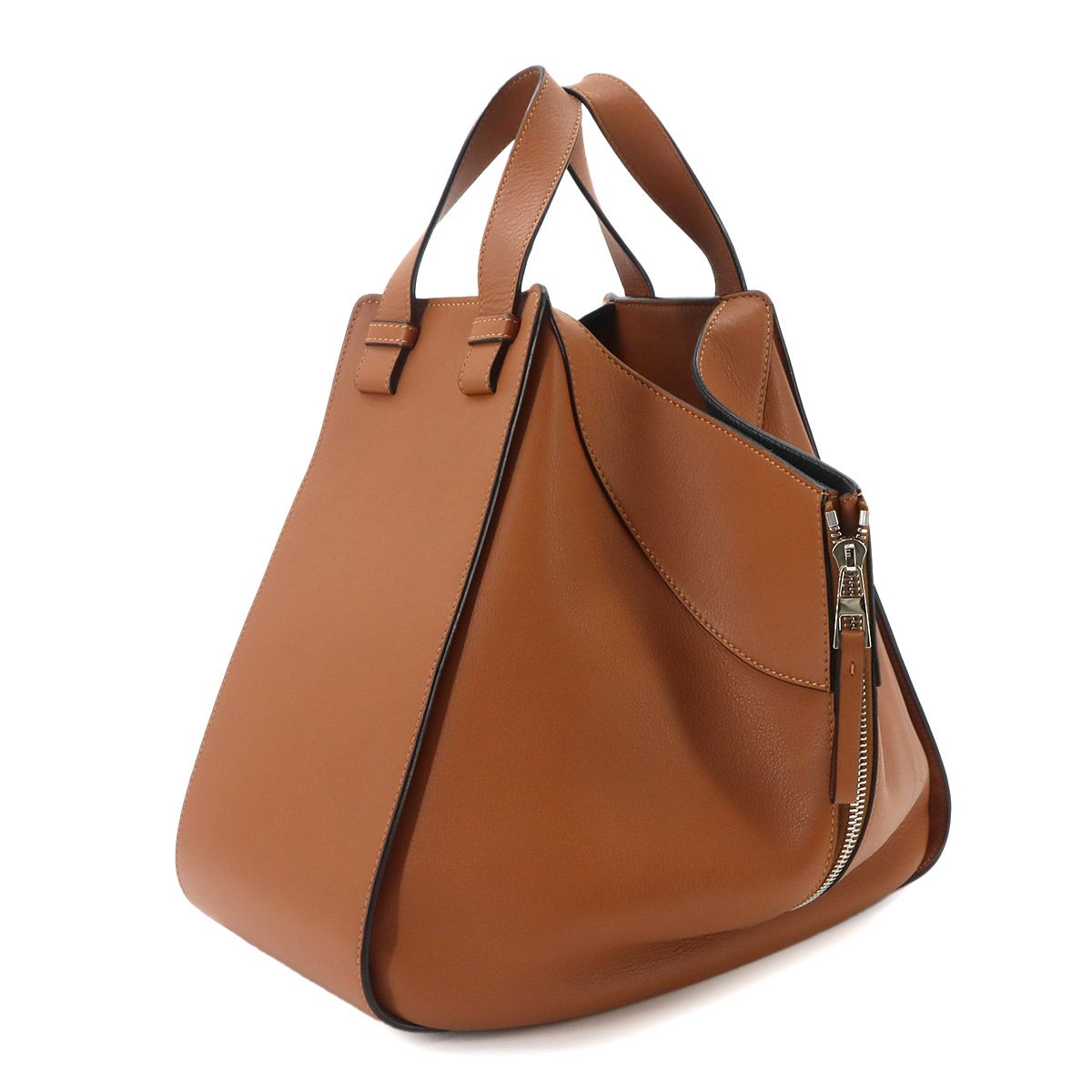 Loewe Hammock 2-Way Bag Leather Brown Silver Medium — view 3